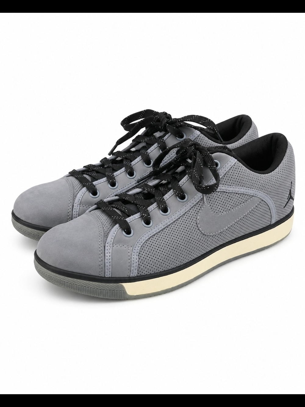 Men's Jordans Gray Low-Top Casual Sneakers - Perforated Leather